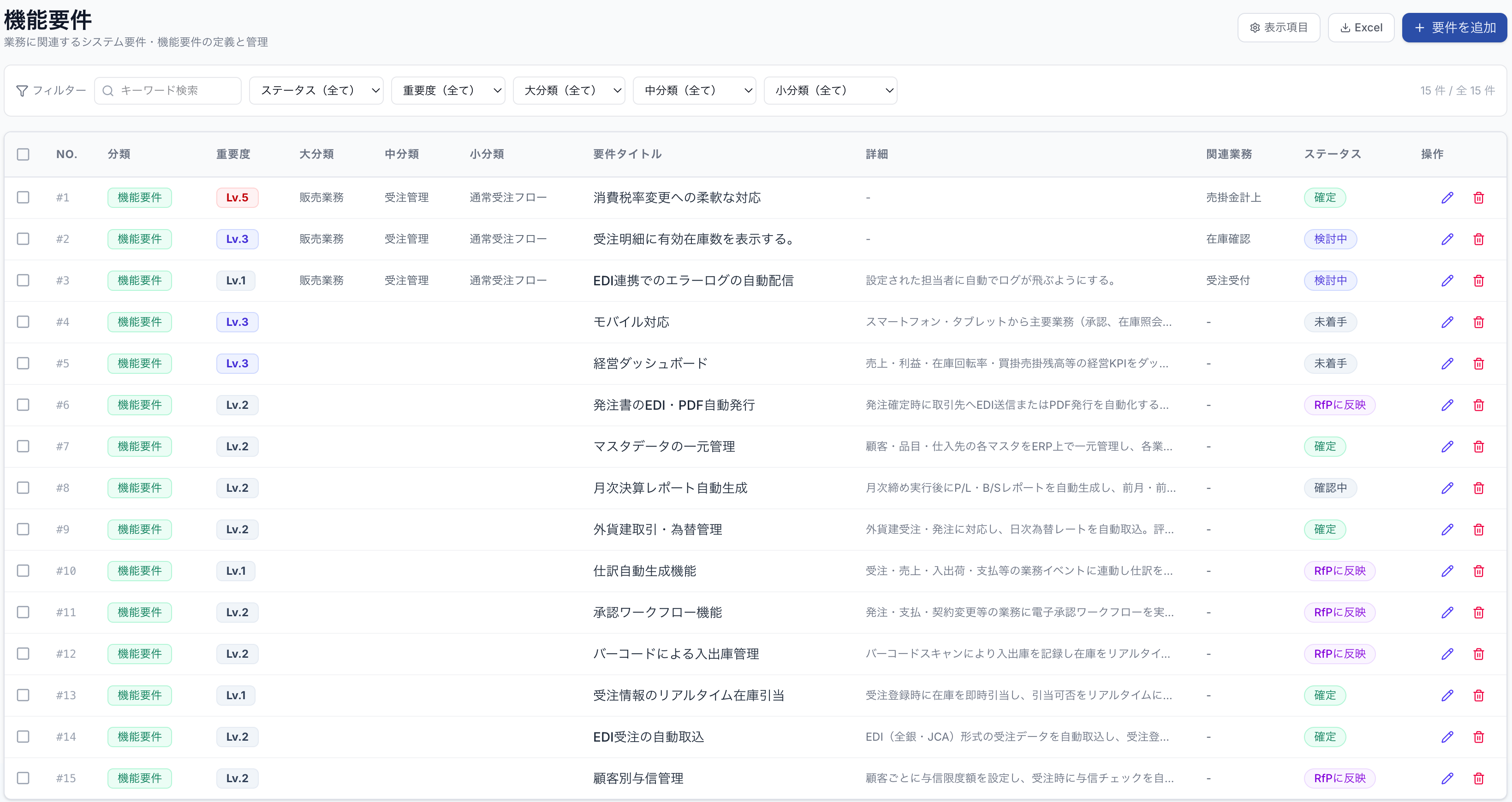 機能要件画面